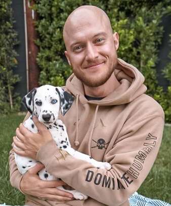 Johannes Bartl with his dog